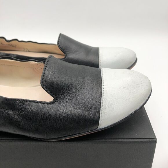 AGL Vero Cuoio Ballet Flats Women's size 7.5 Black White Leather Cap Toe - Picture 12 of 16